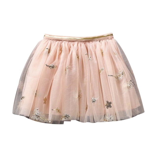 Utlike Girls Skirts Spring And Summer Feather Embroidery Solid Color Puffy Tutu Tulle Skirt For Party Festive Atmosphere Mini Skirt For Girl Size 12 Months-18 Months