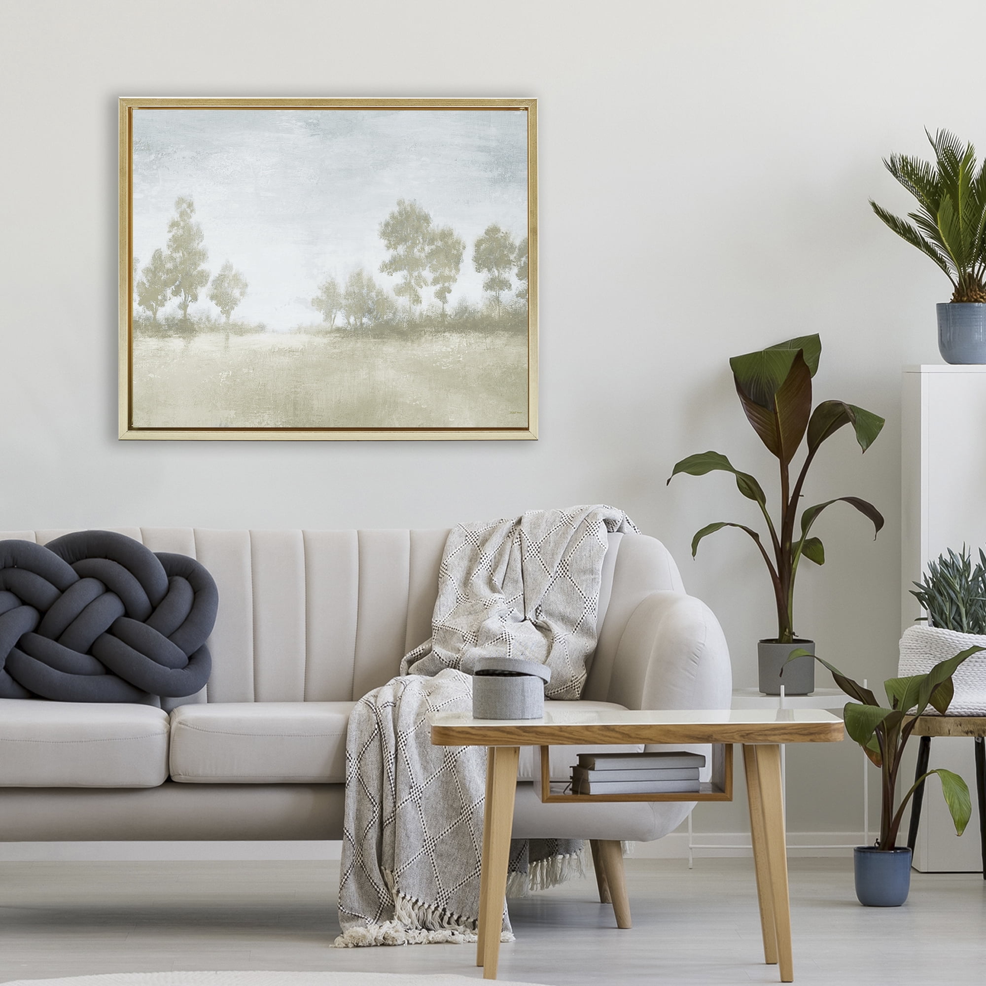 Stupell Industries Soft Distant Valley Landscape Gold Framed Floater Canvas Wall Art, design by Michael Marcon