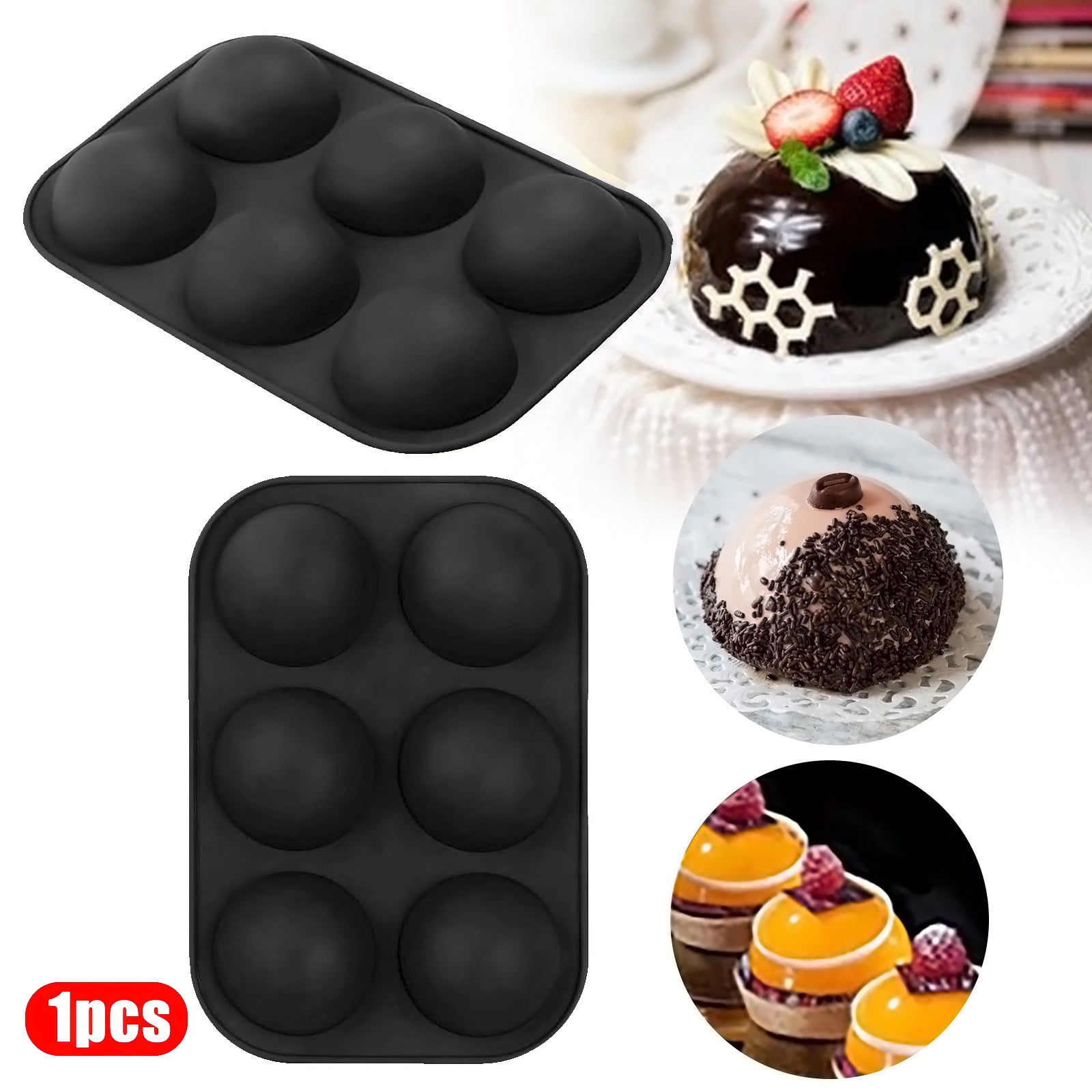 6 Half Round Silicone Cupcake Mold Muffin Chocolate Cake Baking Mould Pan Tools
