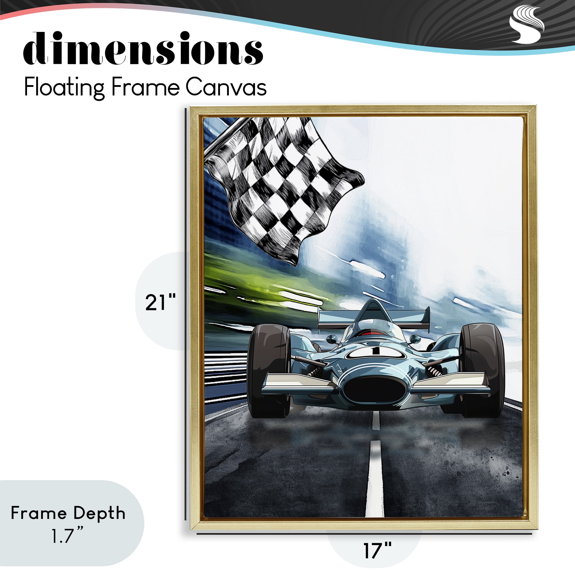 Stupell Industries Racecar Set Go Gold Framed Floater Canvas Wall Art, design by Christine Simpson Art