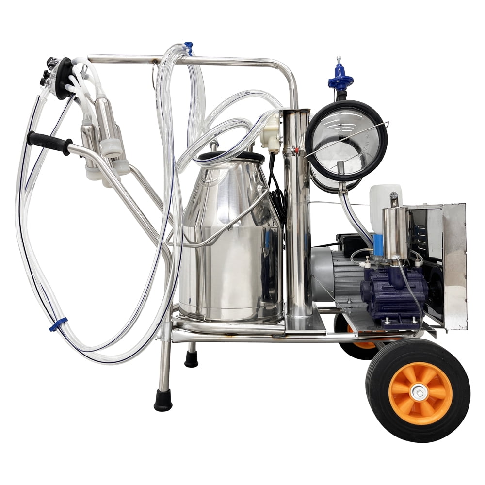Vacuum Pump Milking Machine Milker Machine with 25L Milk Bucket 10-12 Cows Per Hour 110V for Cows and Goat