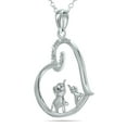 thumbnail image 2 of SZUL Women's Double Elephant Enclosed in a Diamond Heart Necklace in .925 Sterling Silver, 2 of 5