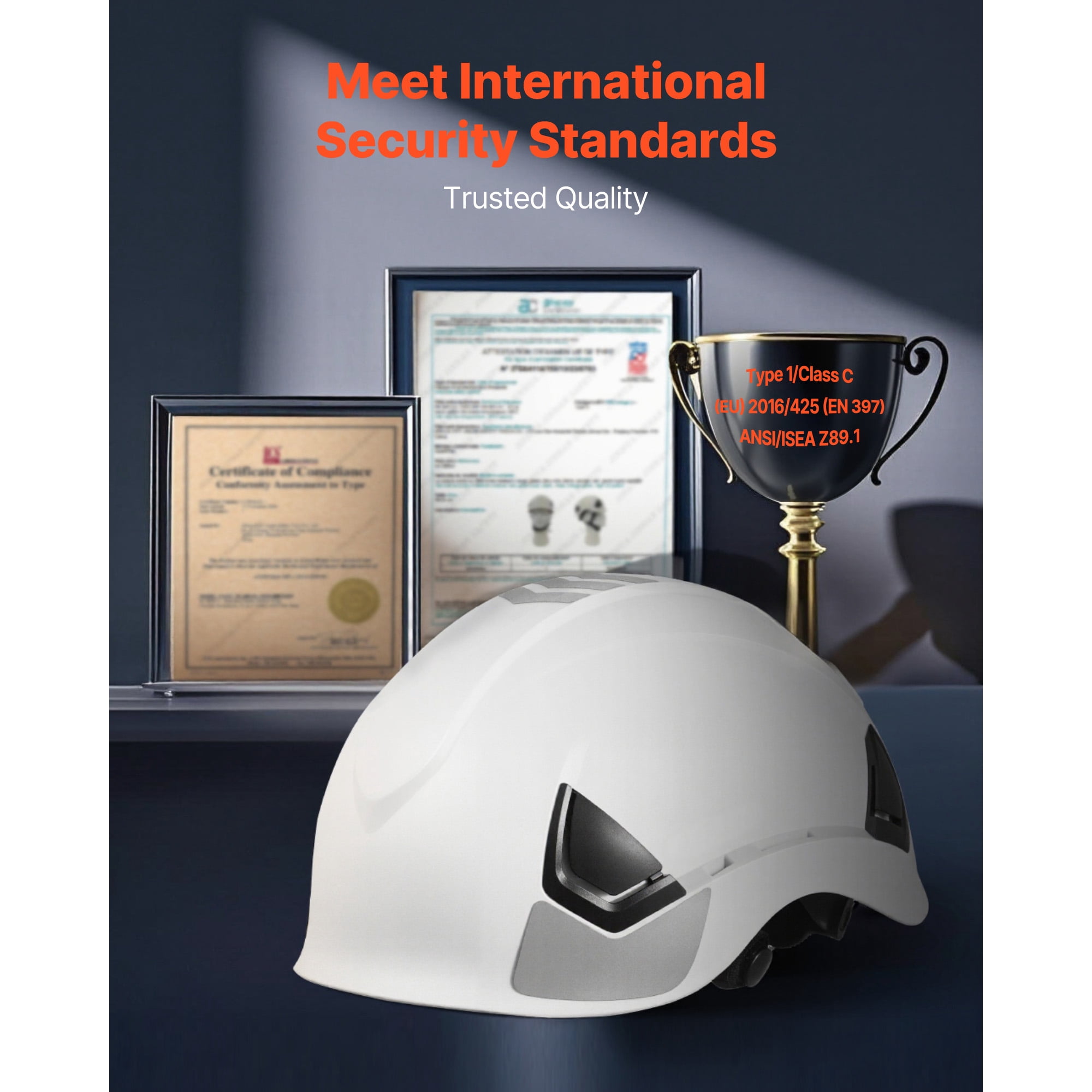 KFFKFF Adjustable ABS Safety Helmet with 6-Point Ratchet Suspension, ANSI/ISEA Z89.1 Certified Hard Hat for Indoor and Outdoor Industrial Use, Vented Design for Construction and Workwear