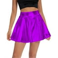 thumbnail image 4 of VUPSGEZ Women's Solid Shiny Flared Pleated Mini Skirt Sexy Costume Party Skirt (Purple,S), 4 of 8