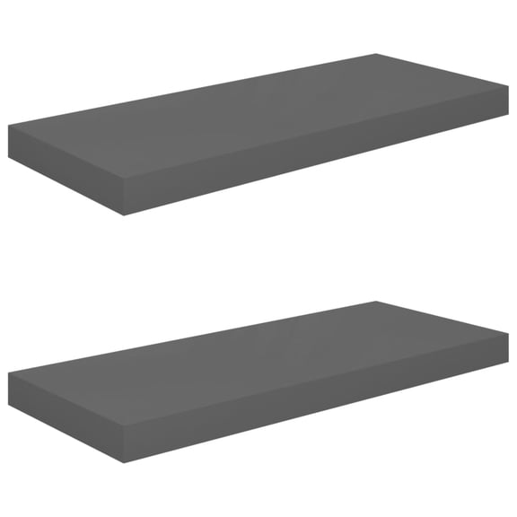 Casafoyer Floating Wall Shelves 2 pcs High Gloss Gray 23.6"x9.3"x1.5" MDF