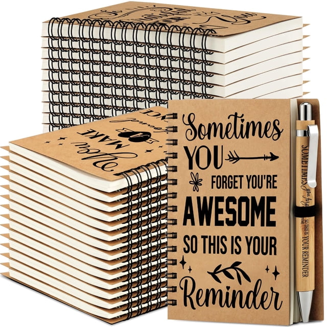 Set de 64 cuadernos Tenceur con regalos inspiradores y bolígrafos de bambú