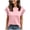 Pink, variant on 2026 Womens Cap Short Ruffle Sleeve Shirts Casual Loose Fit Crewneck Plain Tees Summer Outdoor Lightweight Vacation Blouse