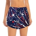 thumbnail image 2 of Susaid Red White Blue Fireworks 1 Print Women's High Waisted Running Shorts Quick Dry Athletic Gym Track Workout Shorts Zip Pocket-X-Large, 2 of 7