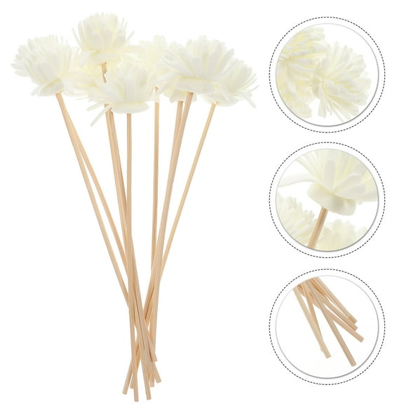 10pcs Small Chrysanthemum Scented Cane Rattan Reed Sticks Natural Fragrance Straight Reed Diffuser Aroma Oil Diffuser Rattan Sticks for Home Decor (White)