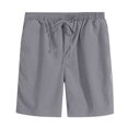 thumbnail image 4 of USNSM (M-5XL) Big and Tall Men's Solid Color Casual Pocket Drawstring Shorts Plate Button Short Sleeve V-Neck Top Set Gray XXXXXL, 4 of 5