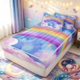 thumbnail image 3 of Erosebridal Watercolor Rainbow Zipper Twin Comforter Sets with Fitted Sheet and 2 Pillowcases for Girls, Dreamy Stars Sky Cloud Zipper Bedding Set, Pink Reversible, 4 Pieces, 3 of 7