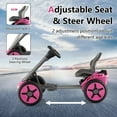 thumbnail image 4 of OLAKIDS Go Kart for Kids, 12V Battery Ride On Car with Adjustable Seat and Steering Wheel, Folding Wheel, Detachable Cup Holder, LED Light, Electric Go Cart for Ages 2-5 Years (Pink), 4 of 9