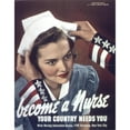 thumbnail image 2 of Anonymous 15x18 Black Ornate Wood Framed Double Matted Museum Art Print Titled - Become a Nurse - Your Country Needs You (1941-1945), 2 of 5