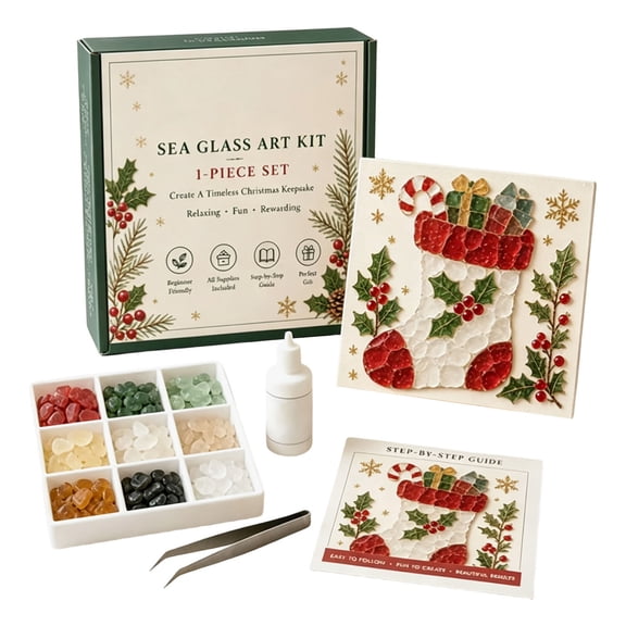 Christmas Mosaic Art Kit | DIY Kits for Kids Adults Mosaic Sea Glass Bead Craft | Christmas Home Decor, Creative Handmade Gift for Beginners