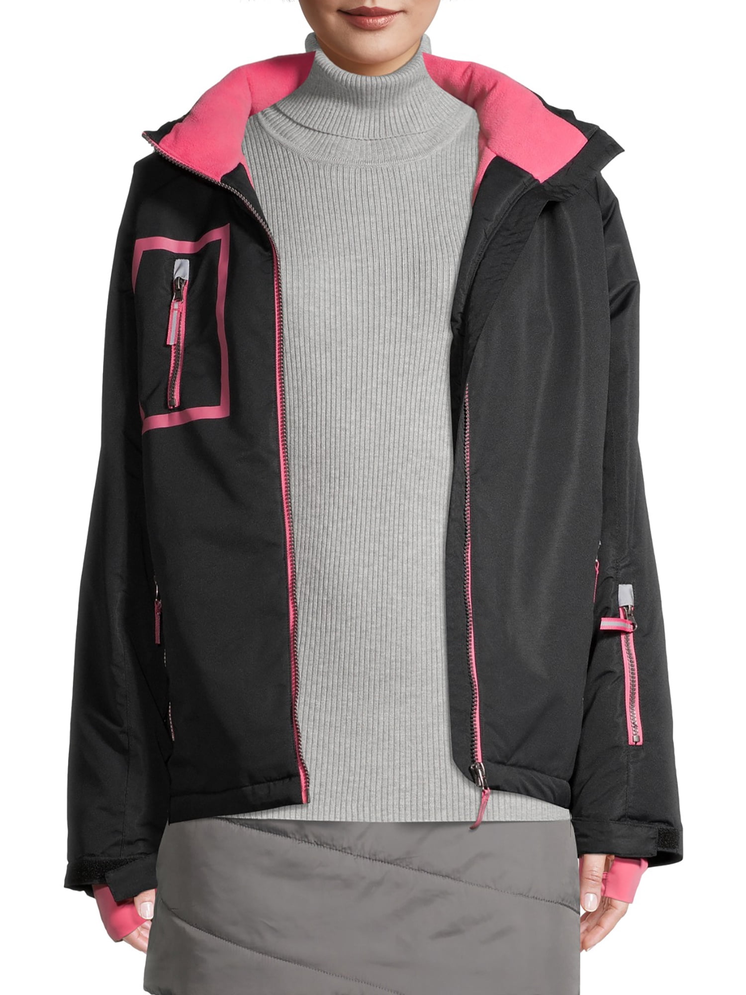 Swiss Tech Women's Contrast Zipper Waterproof Ski and Snowboard Jacket