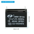 thumbnail image 2 of Uxcell CBB61 Ceiling Fan Capacitor for range hood fans 5 Pcs 3uF 450V AC 50/60HZ with 2 Pins 1.48 x 1.17 x 1.09 inch, 2 of 6