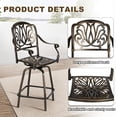thumbnail image 5 of Magic Union 3-Piece Cast Aluminum Patio Bar Set - Outdoor Bar Stools Set of 2 - Outdoor High Top Table and Swivel Chairs Bistro Set for Backyard Garden Outside (3-Piece with Khaki Cushion), 5 of 10