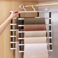 thumbnail image 3 of 2X 6 Layers Pants Hangers Space Saving Trouser Racks Home Closet Wardrobe Multi Layer Pants Rack, 3 of 7
