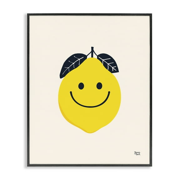 Stupell Industries Happy Lemon Smile Food & Beverage Painting Black Framed Art Print Wall Art, 11 x 14