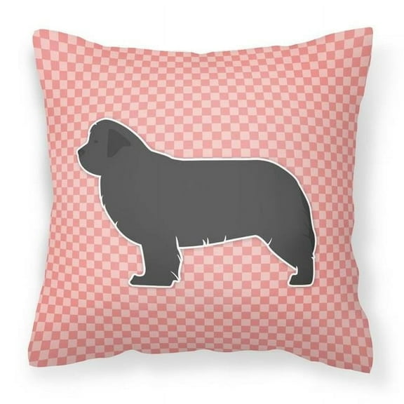 Carolines Treasures BB3664PW1818 Newfoundland Checkerboard Pink Fabric Decorative Pillow