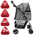 thumbnail image 2 of Carriola para Mascotas Cochecito para Perros y Gatos Pequeños - Medianos Plegable Cesta de Almacenamiento Ruedas con Freno - Gris, 2 of 7