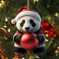 thumbnail image 7 of Christmas Cute Cartoon Panda Pattern Print Hanging Home Tree Pendant Christmas Tree Pendant Window Sill Car Pendant Backpack Pendant Christmas Home Decor 3.15 Inch, 7 of 7