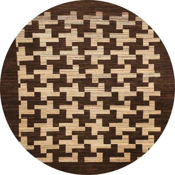 Ahgly Company Indoor Round Abstract Red Abstract Area Rugs, 6' Round