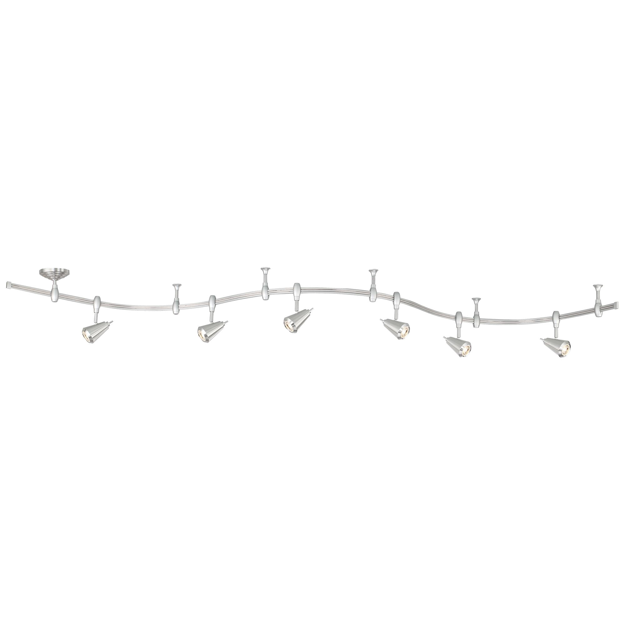 Pro Track Ali 6-Light Heads LED Ceiling Track Light Fixture Kit Dimmable Monorail Brushed Nickel Finish Modern Kitchen 108" Wide