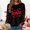 thumbnail image 4 of HCNTES Womens Girls Valentines Day Long Sleeve Love Heart Print Top T-Shirt Spring Casual Fashion Crew Neck Pullover Sweatshirt Comfortable Trendy Leisure Wear(A01-Black,4XL), 4 of 9