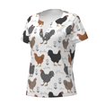 thumbnail image 2 of Goofa Retro Rooster Pattern Womens Deep V Neck Low Cut Tops Casual Summer Short Sleeve Ribbed Knit T-Shirts-Small, 2 of 5