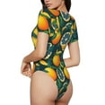 thumbnail image 3 of Gaeub Fresh Orange Women'S Short Sleeve One Piece Swimsuit Sexy High-Waisted Bodysuit For Swimming, Beach, Sports - Small, 3 of 9