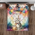 thumbnail image 4 of Happy Birthday to American Shorthair Kitten Party Balloons Cake Quilt Bedding Set Cat Lover Kitten Owner Gifts 1 Blanket Bed Cover 2 Pillowcases - 00027, 4 of 5