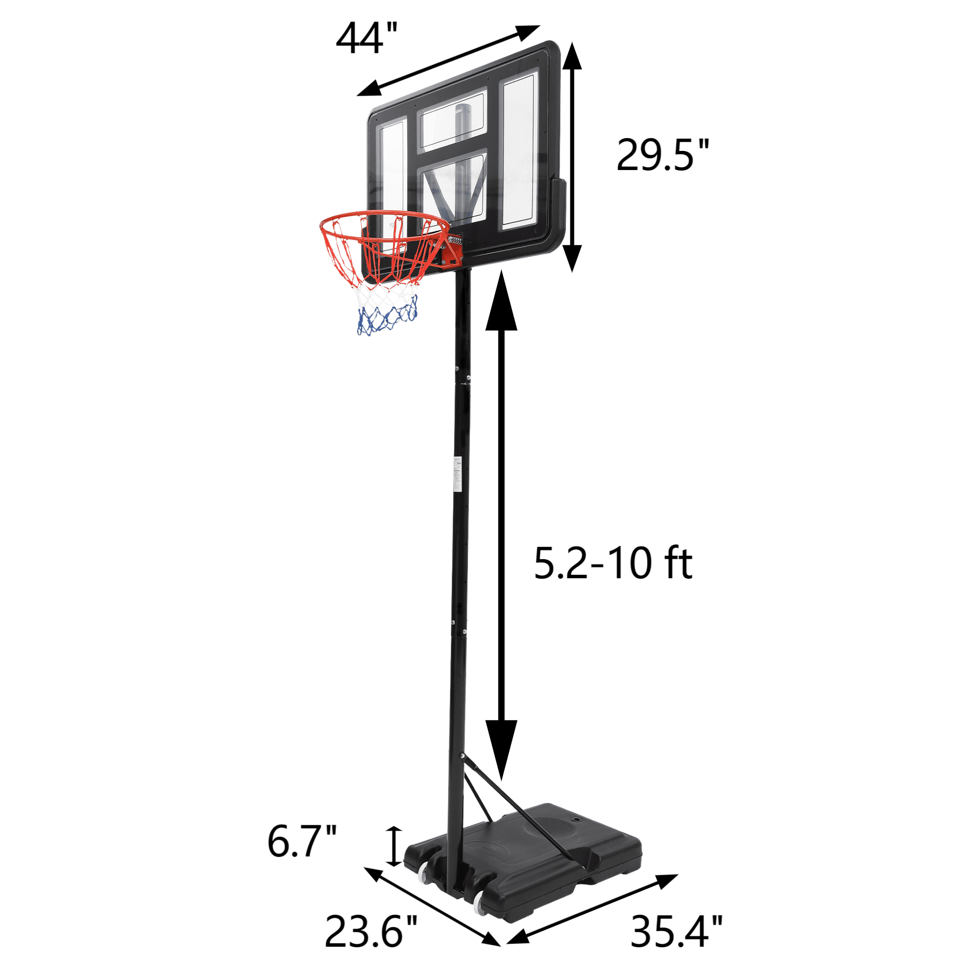 Momentous Assembly Portable Adjustable Outdoor 5.2-10 Ft Basketball Hoop – Assembles in 30 Minutes or Less