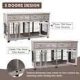 thumbnail image 3 of Large Double Dog Crate Furniture with Openable Partition & 2 Drawers, 58" Wooden Dog Crate Table TV Stand, Grey, 3 of 7