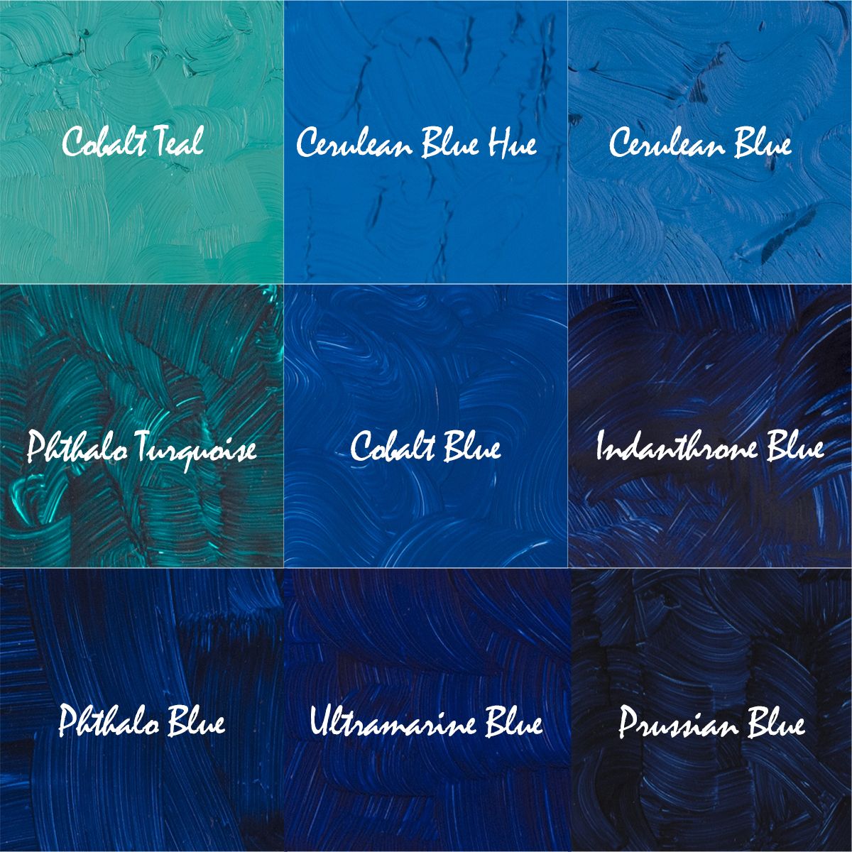 Gamblin Artist Oil Paint Set For Professionals - BLUE SET - 37ml Tubes