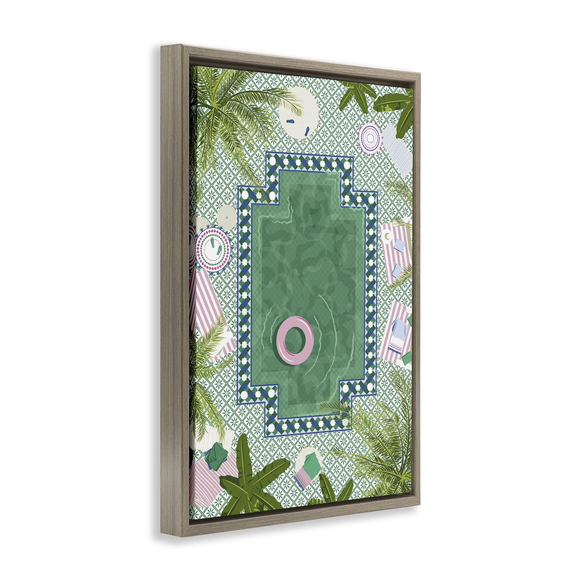 Stupell Industries Morocco Riad Pool Brown Framed Floater Canvas Wall Art, design by Vero Illustrates