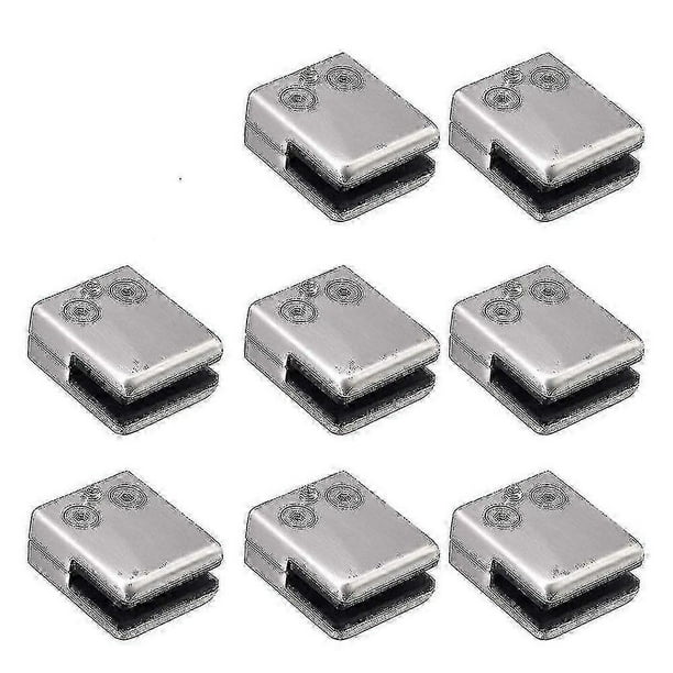 Glass Clamp, 8 Pack Stainless Steel Square Clamp 6-8mm Glass Clip Clamp Bracket Flat Back