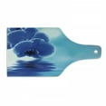 thumbnail image 1 of Flower Cutting Board, Orchid Floral Design with Reflection to a River Water Image Photo, Decorative Tempered Glass Cutting and Serving Board, Wine Bottle Shape, Violet Blue White, by Ambesonne, 1 of 1