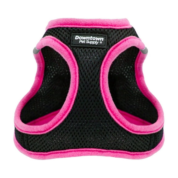 Downtown Pet Supply Step In Dog Harness For Small Dogs No Pull, Large, Black w/ Pink Trim