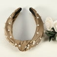 thumbnail image 7 of Unique Bargains Hair Headband Faux Pearl Knotted Headband for Women Girl Khaki 6.69"x4.72"x1.38" Wide Headband, 7 of 7
