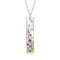 Ross-Simons 0.72 ct. t.w. Multi-Gemstone Bar Pendant Necklace in Sterling Silver, Women's, Adult