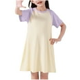 thumbnail image 2 of JDQJBZ Robe T-Shirt pour Fille Couleur Unie Coton Vêtements de Nuit Manches Courtes Col Rond Longueur Genou, 2 of 5