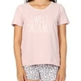 thumbnail image 4 of Rae Dunn Women's Short Sleeve T-Shirt and Drawstring Shorts Pajama Set with Graphic, 4 of 5