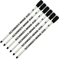 Schmidt 635 D1 Mine Ballpoint Refill - Black Ink - Medium Tip 0.7mm - Pack of 6 (with Plastic End Cap)