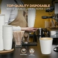 thumbnail image 3 of Diska NuLife 8 oz Double Wall White, Disposable Glasses Double Wall Paper Coffee Cups, Hot and Cold Beverage Drinking Tea Cup for Parties, Kitchen (25 Pcs), 3 of 5