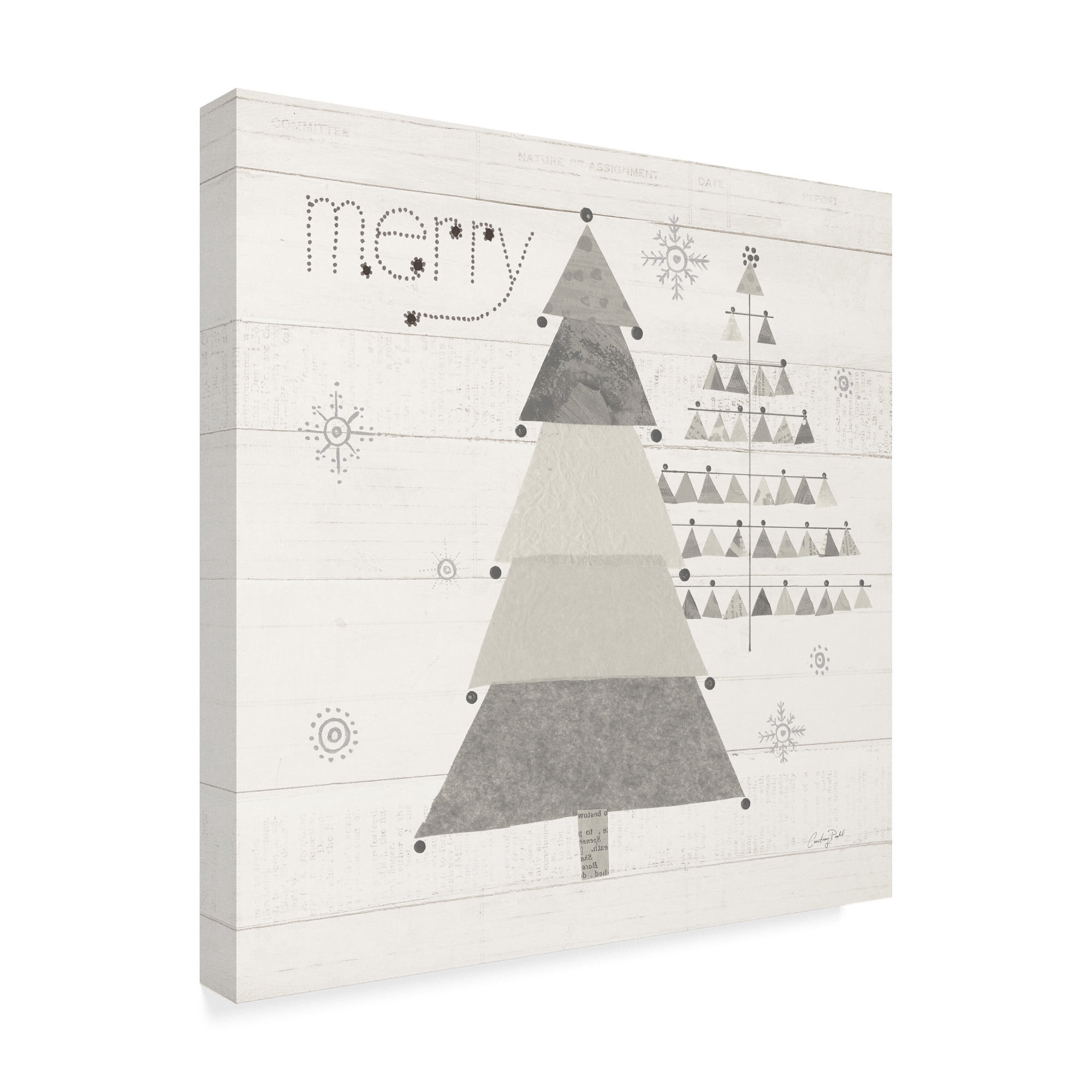 Trademark Fine Art 'Christmas Patchwork I Neutral' Canvas Art by Courtney Prahl