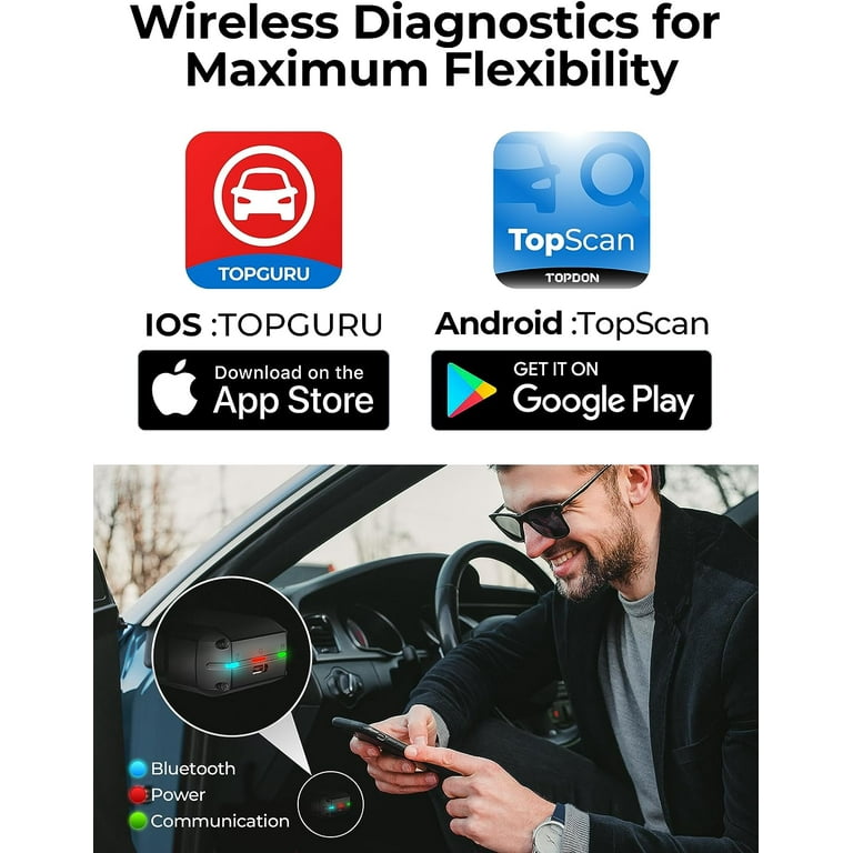 TOPDON Topscan OBD2 Scanner Bluetooth, Wireless OBDII All System