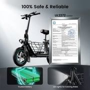 MIHOVER 550W Pet Friendly Electric Scooter with Seat for Small Dogs, 12 Electric Scooters for Adults,Dual Baskets 36V 7.8AH Battery, UL2272 Certified