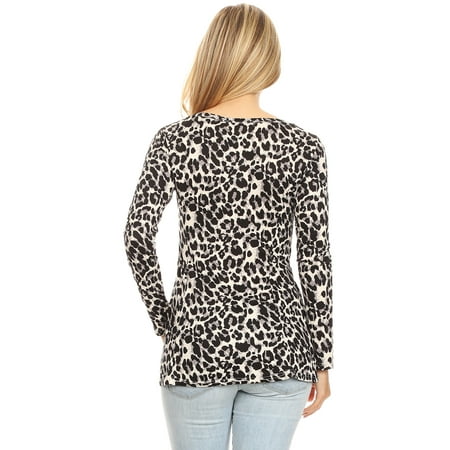 Feinuhan - Womens Long Sleeve Leopard Cheetah Animal Print Pattern T ...