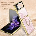 thumbnail image 2 of Pink Case Compatible for Galaxy Z Flip 4 Case with Ring,Electroplate Samsung Z Flip 4 Case with Camera Screen Protector Samsung Flip 4 Case, Stand Phone Case for Samsung Galaxy Z Flip 4 5G Case, 2 of 12